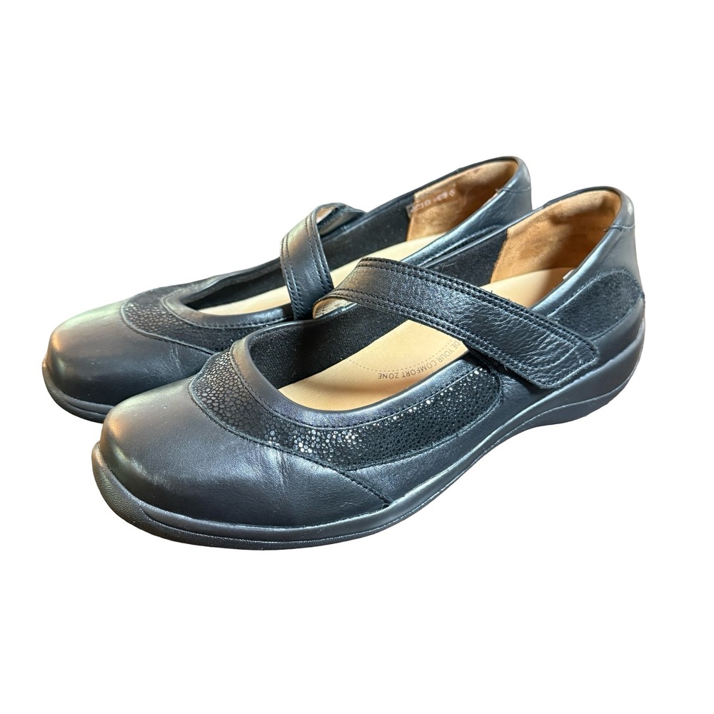 Ziera Jet Mary Jane Shoes Women 39 Black Leather Super Support Comfort Flats